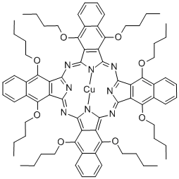 5,9,14,18,23,27,32,36-オクタブトキシ-2,3-ナフタロシアニン銅(II) 化学構造式