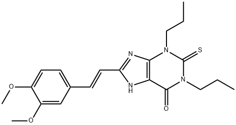 1H-Purin-6-one, 1,2,3,7-tetrahydro-8-(2-(3,4-dimethoxyphenyl)ethenyl)- 1,3-dipropyl-2-thioxo-,(E)- Structure