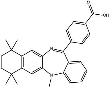 4-(7,8,9,10-TETRAHYDRO-5,7,7,10,10-PENTAMETHYL-5H-BENZO[E]NAPHTHO[2,3-B][1,4]DIAZEPIN-13-YL)BENZOIC ACID Structure