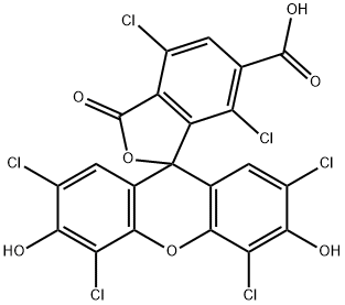 4,7,2′,4′,5,′,7′-ヘキサクロロ-6-カルボキシフルオレセイン 化学構造式