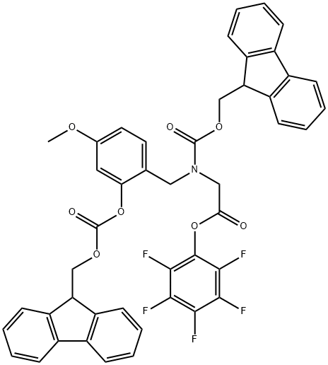 N-ALPHA-FMOC-N-ALPHA-(2-FMOC-OXY-4-METHOXYBENZYL)-GLYCINE PENTAFLUOROPHENYL ESTER 结构式