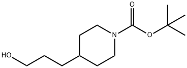 4-(3-ヒドロキシプロピル)テトラヒドロ-1(2H)-ピリジンカルボン酸　t-ブチル　エステル 化学構造式