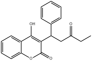 4-ヒドロキシ-3-[α-(2-オキソブチル)ベンジル]クマリン 化学構造式