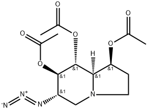 1,7,8-Indolizinetriol, 6-azidooctahydro-, triacetate (ester), 1S-(1.alpha.,6.beta.,7.alpha.,8.beta.,8a.beta.)- Struktur