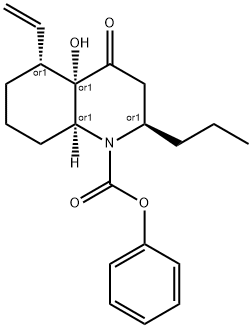 decahydro-4a-hydroxy-4-oxo-2-propyl-5-vinylquinoline-1-carboxylic acid phenyl ester Struktur