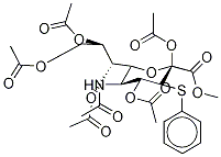 5-(乙酰氨基)-5-脱氧-3-S-苯基-3-硫代-D-赤型-Α-L-葡萄糖-2-壬基吡喃糖酸甲酯2,4,7,8,9-五乙酸酯, 156726-98-6, 结构式