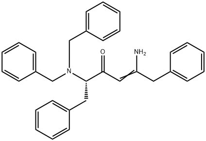 (S,Z)-5-Amino-2-(dibenzylamino)-1,6-diphenylhex-4-en-3-one Struktur