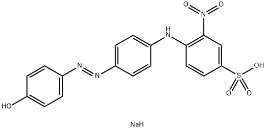 Benzenesulfonic acid, 4-4-(4-hydroxyphenyl)azophenylamino-3-nitro-, sodium salt Structure