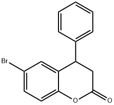 6-ブロモ-3,4-ジヒドロ-4-フェニル-2H-1-ベンゾピラン-2-オン 化学構造式