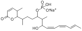 5,5-DIHYDRO-5-METHYL-6-(1,5-DIMETHYL-6-HYDROXY-4-(PHOSPHORYLOXY)TRIDECA-7,9,11-TRIENYL)-2H-PYRAN-2-ONE (SODIUM SALT), 156856-30-3, 结构式