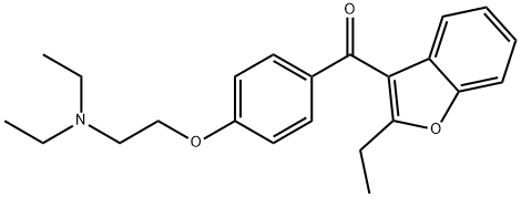 p-[2-(ジエチルアミノ)エトキシ]フェニル2-エチルベンゾフラン-3-イルケトン 化学構造式
