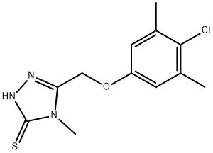 5-[(4-クロロ-3,5-ジメチルフェノキシ)メチル]-4-メチル-4H-1,2,4-トリアゾール-3-チオール 化学構造式