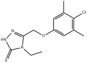 5-[(4-クロロ-3,5-ジメチルフェノキシ)メチル]-4-エチル-4H-1,2,4-トリアゾール-3-チオール 化学構造式