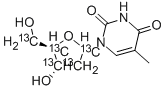 チミジン-1',2',3',4',5'-13C5 化学構造式