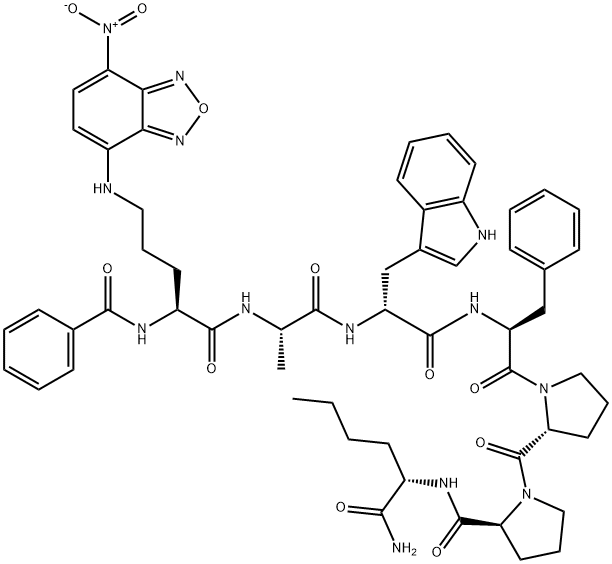 N-alpha-benzoyl-(delta-(7-nitrobenz-2-oxa-1,3-diazol-4-yl))ornithinyl-alanyl-tryptophyl-phenylalanyl-prolyl-prolyl-norleucinamide Structure