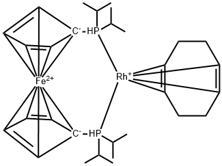 1,1'-双(二异丙基膦)二茂铁(1,5-环辛二烯)RHODIUM (I) TETRAFLUOROBORATE,157772-65-1,结构式