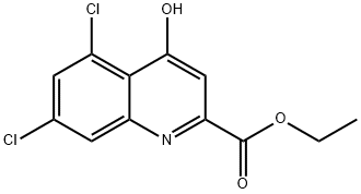 5,7-DICHLORO-4-HYDROXY-QUINOLINE-2-CARBOXYLIC ACID ETHYL ESTER
 Struktur