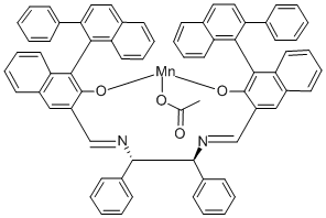 (1S,2S)-N,N'-ビス[(R)-2-ヒドロキシ-2'-フェニル-1,1'-ビナフチル-3-イルメチレン]-1,2-ジフェニルエチレンジアミナト マンガン(III) アセタート 化学構造式