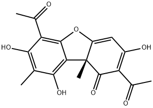 2,6-Diacetyl-7,9-dihydroxy-8,9bα-dimethyldibenzofuran-1,3(2H,9bH)-dione 结构式