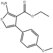 2-アミノ-4-(4-メトキシフェニル)チオフェン-3-カルボン酸エチル 化学構造式