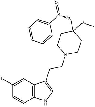 5-FLUORO-3-[2-[4-METHOXY-4-[[(R)-PHENYLSULPHINYL]METHYL]-1-PIPERIDINYL]ETHYL]-1H-INDOLE Structure