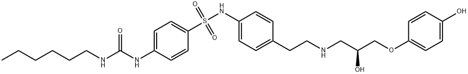 4-[[(HEXYLAMINO)CARBONYL]AMINO]-N-[4-[2-[[(2S)-2-HYDROXY-3-(4-HYDROXYPHENOXY)PROPYL]AMINO]ETHYL]PHENYL]-BENZENESULFONAMIDE Structure