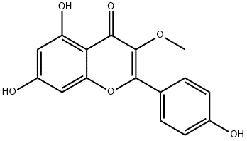 3-メトキシ-4',5,7-トリヒドロキシフラボン 化学構造式