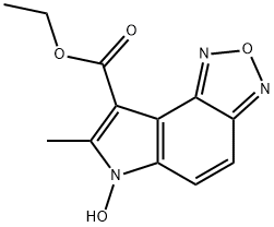 ETHYL 6-HYDROXY-7-METHYL-6H-[1,2,5]OXADIAZOLO[3,4-E]INDOLE-8-CARBOXYLATE Struktur