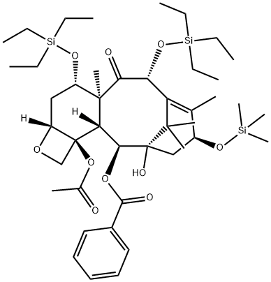 (2aR,4S,4aS,6R,9S,11S,12S,12aR,12bS)-12b-(Acetyloxy)-12-(benzoyloxy)-1,2a,3,4,4a,6,9,10,11,12,12a,12b-dodecahydro-11-hydroxy-4a,8,13,13-tetramethyl-4,6-bis[(triethylsilyl)oxy]-9-[(trimethylsilyl)oxy]-7,11-methano-5H-cyclodeca[3,4]benz[1,2-b]oxet-5-one Structure