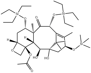 (2aR,4S,4aS,6R,9S,11S,12S,12aR,12bS)-12b-(Acetyloxy)-1,2a,3,4,4a,6,9,10,11,12,12a,12b-dodecahydro-11,12-dihydroxy-4a,8,13,13-tetramethyl-4,6-bis[(triethylsilyl)oxy]-9-[(trimethylsilyl)oxy]-7,11-methano-5H-cyclodeca[3,4]benz[1,2-b]oxet-5-one Structure