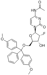 N-乙酰基-5'-O-[双(4-甲氧基苯基)苯基甲基]-2'-脱氧-2'-氟胞苷 结构式