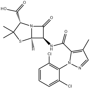 6α-[[1-(2,6-ジクロロフェニル)-4-メチル-1H-ピラゾール-5-イル]カルボニルアミノ]ペニシラン酸 化学構造式