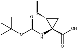 (1R,2S)-1-[(tert-ブトキシカルボニル)アミノ]-2-ビニルシクロプロパンカルボン酸 化学構造式
