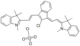 2-((E)-2-(2-氯-1-[(E)-2-(1,3,3-三甲基-1,3-二氢-2H-吲哚-2-亚基)乙亚基]-1H-茚-3-基)乙烯基)-1,3,3-三甲基-3H-吲哚高氯酸盐, 159824-78-9, 结构式