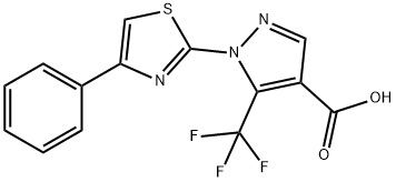 1-(4-フェニル-1,3-チアゾール-2-イル)-5-(トリフルオロメチル)-1H-ピラゾール-4-カルボン酸 化学構造式