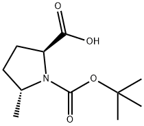 (2S,5R)-N-Boc-5-甲基吡咯烷-2-甲酸 结构式