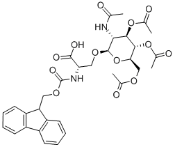 O-(2-Acetamido-2-deoxy-3,4,6-tri-O-acetyl-b-D-glucopyranosyl)-N- a-(fluoren-9-yl-methoxy carbonyl)-L-serine Struktur