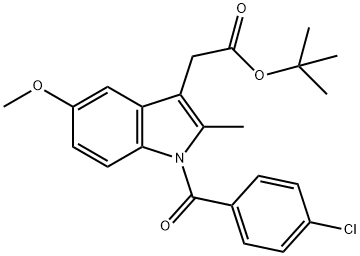 1H-Indole-3-acetic acid, 1-(4-chlorobenzoyl)-5-Methoxy-2-Methyl-, 1,1-diMethylethyl ester 化学構造式
