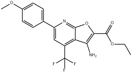 ETHYL 3-AMINO-4-(TRIFLUOROMETHYL)-6-(4-METHOXYPHENYL)FURO[2,3-B]PYRIDINE-2-CARBOXYLATE Struktur