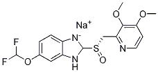 6-(Difluoromethoxy)-2-[(S)-[(3,4-dimethoxy-2-pyridinyl)methyl]sulfinyl]-1H-benzimidazole sodium salt Struktur