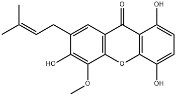 1,4,6-トリヒドロキシ-5-メトキシ-7-プレニルキサントン 化学構造式