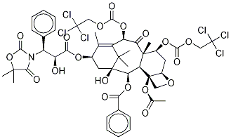 3’-De-tert-butoxycarbonylamino-3’-[3-(5,5-dimethyl-2,4-dioxo-1,3-oxazolidinyl)]-7,10-O-bis{[(2,2,2-trichloroethyl)oxy]carbonyl}-docetaxel 化学構造式