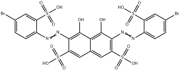 3,6-bis[(4-bromo-2-sulphophenyl)azo]-4,5-dihydroxynaphthalene-2,7-disulphonic acid Struktur