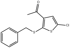 1-(2-(benzylthio)-5-chlorothiophen-3-yl)ethanone Struktur