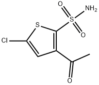3-アセチル-2-(アミノスルホニル)-5-クロロチオフェン 化学構造式