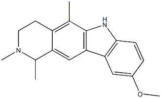 (+)-2,3,4,6-テトラヒドロ-9-メトキシ-1,2,5-トリメチル-1H-ピリド[4,3-b]カルバゾール 化学構造式