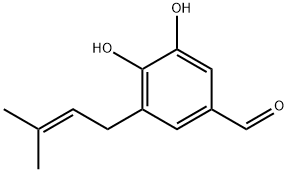 Benzaldehyde, 3,4-dihydroxy-5-(3-methyl-2-butenyl)- (9CI) Structure