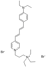 4-[4-[4-(ジエチルアミノ)フェニル]-1,3-ブタジエニル]-1-[3-(トリエチルアミニオ)プロピル]ピリジニウム 化学構造式