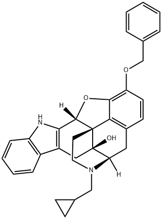 17-(CYCLOPROPYLMETHYL)-6,7-DEHYDRO-4,5-EPOXY-3-BENZYLOXY-14-HYDROXY-6,7,2',3'-INDOLOMORPHINAN 化学構造式