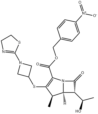 4-Nitrobenzyl(1R,5S,6S)-6-[(R)-1-hydroxyethyl]-1-Methyl-2-[1-(1,3-thiazolin-2-yl)azetidin -3-yl]thio-1-carbapen-2-eM-3-carboxylate Struktur